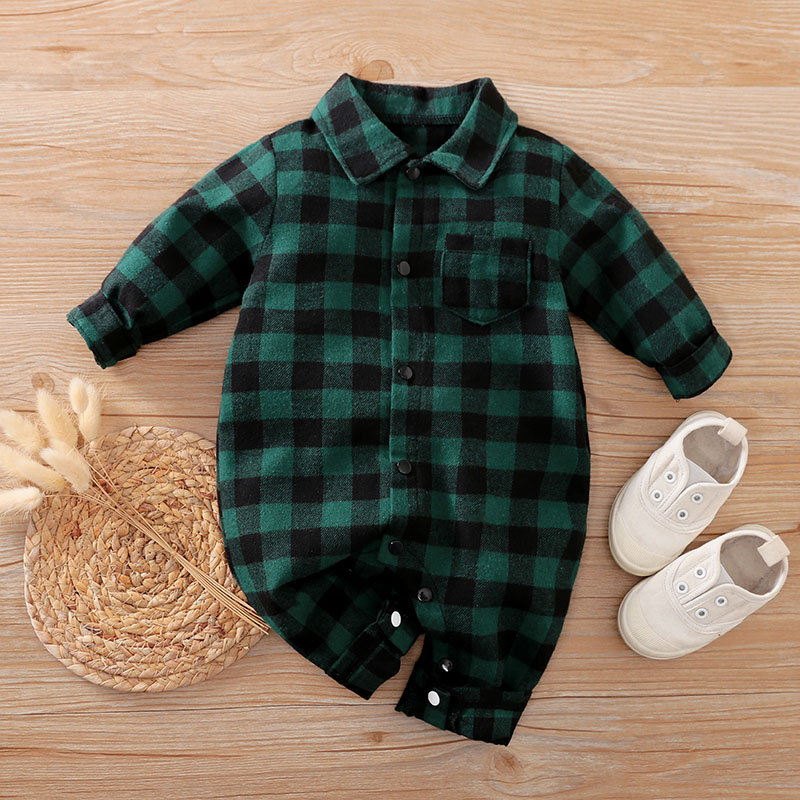 Baby Xmas Clothing - Nouveau-né bébé garçon vêtements vert Plaid