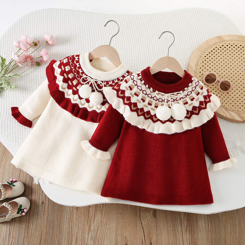Baby Clothing Line - Robes tricotées pour filles, pull en