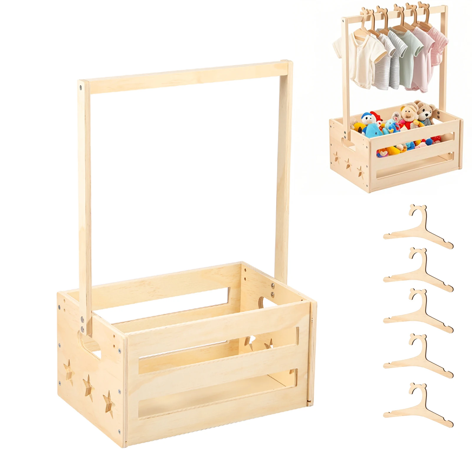 Baby Clothing Basket - Panier de rangement en bois pour