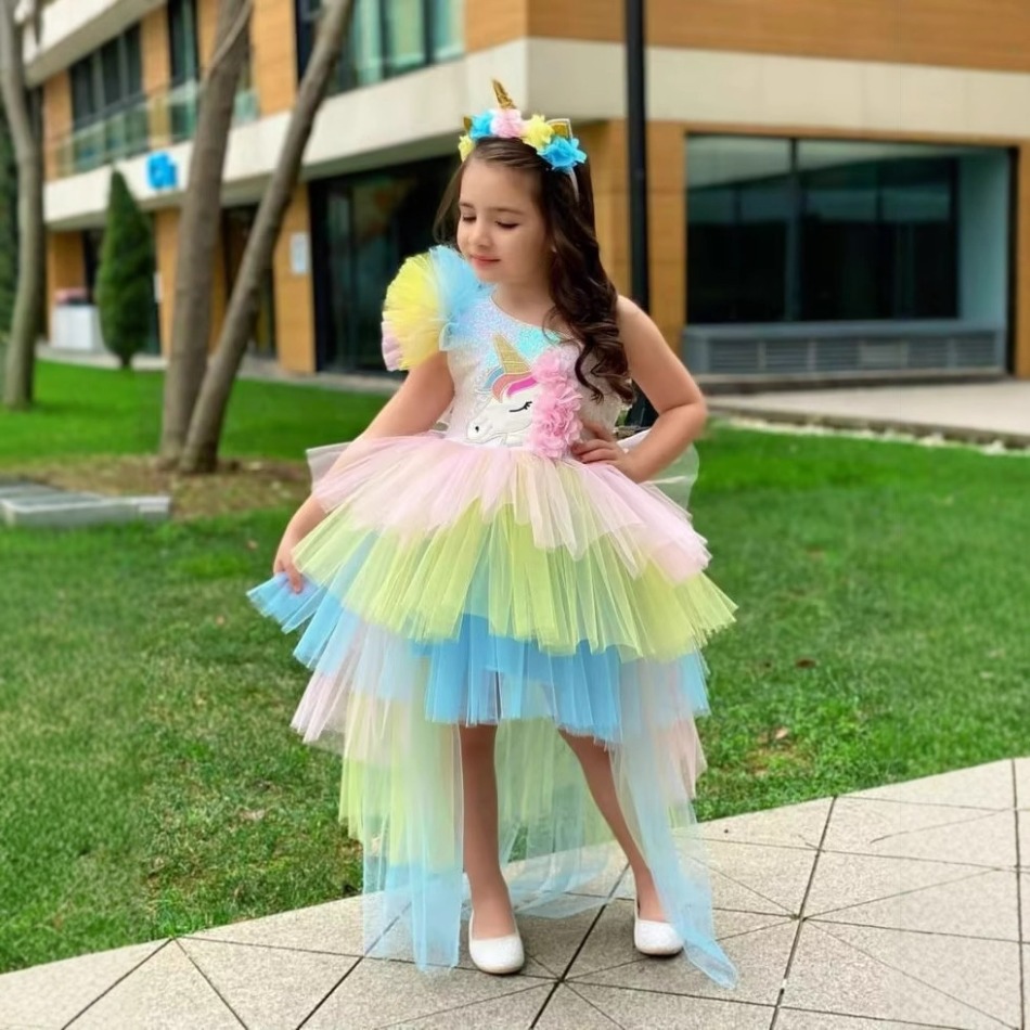 Baby Clothing For Girls - Arc-en-ciel licorne bébé fête filles robe